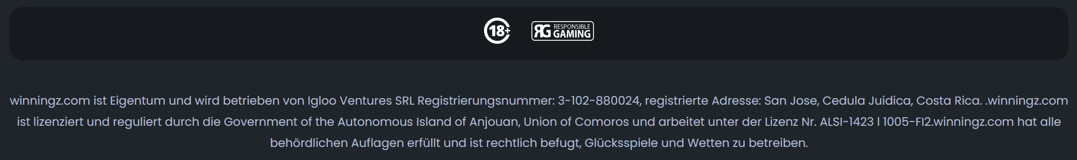 Winningz Casino Sicherheit und Lizenzen