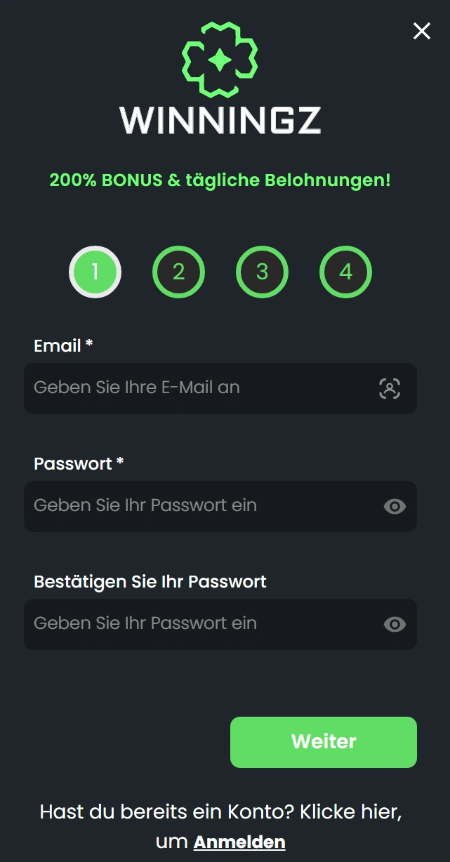 Winningz Casino Registrierung